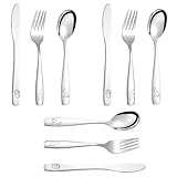 9-teiliges Besteckset für Kinder, Edelstahl, 3 x Gabel, 3 x Löffel, 3 x gezahntes Messer, sicheres...