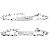 Armband mit Gravur | Partnerarmbänder mit Gravur | Hochwertiges Pärchenarmband in Silber |...