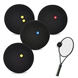 Homirty Squash Bälle 4er-Set Sport Squash Ball, Doppelgelb Punkte, einzelne gelbe Punkte, einzelne...