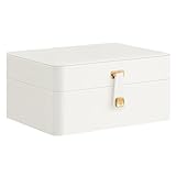 SONGMICS Schmuckkästchen mit Spiegel, Schmuckkasten mit 2 Ebenen, Schmuckbox, flexibles...