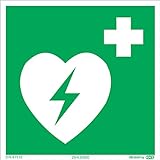 Aufkleber Defibrilator (AED) 150x150 mm Rettungszeichen Defibrilator (AED) Schild nach ISO7010 und...