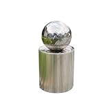 Köhko® Kugelbrunnen Ø25cm mit integrierte LED-Beleuchtung auf zylindrischen Edelstahl Eimer H30cm...