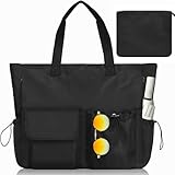 Anpumoony XXL Familie Strandtasche, Wasserdichte Handtasche Damen mit Reißverschluss, Faltbare...