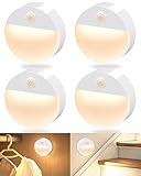 FLOWood Nachtlicht mit Bewegungsmelder,4 Stück Treppenbeleuchtung LED bewegungsmelder mit batterie...