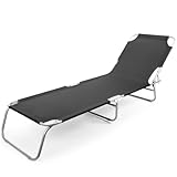 BigDean Sonnenliege klappbar 150 kg belastbar mit 4-Fach Verstellbarer Rückenlehne – hochwertige...