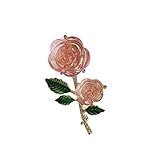 Damenkorsagen Rose Brosche Silberne Nadel Ohrstecker Grüne Blätter Damen Eiskristall Corsage...