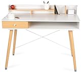 WONDERMAKE® Design Schreibtisch aus Holz mit Schublade, Sekretär Computertisch Kleiner Raum modern...