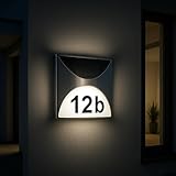 MeLiTec Solar-Hausnummer SH04 | moderne LED-beleuchtete Hausnummer | für außen, wasserdicht | aus...