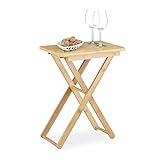 Relaxdays Beistelltisch klappbar, Bambus Holz, Klapptisch klein, rechteckig, HBT: ca. 52 x 40 x 31...