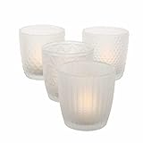 Glas Teelichthalter Milchglas - 4er Set / 7 cm - Deko Windlicht Retro Tischdeko Teelicht Halter