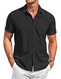 COOFANDY Herren Freizeithemd Kurzarm Herren Button Down Hemd mit Tasche Casual Shirts Business Hemd...