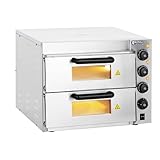 Royal Catering RCPO-3000-2PS-1 Pizzaofen elektrisch 2 Kammern Pizzabackofen Pizza Ofen Schamotte...