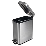 Beldray LA041173SS Treteimer für Badezimmer – Abfalleimer mit rechteckigem Soft-Close-Deckel,...