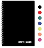 Fitness Logbuch Plastik-Cover Schwarz - undatiertes Workout-Tagebuch – A5-Format, dickes Papier,...