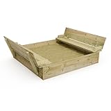 WICKEY Sandkasten Holz Sandkiste Flippey 150x165 cm mit Klappdeckel für Kinder, Buddelkiste,...