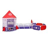 Kinder spielen Zelt 3 in 1 Spielhaus Set mit Raumschiff-Themen,Interaktives Spielzeug für drinnen...