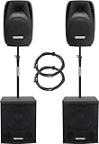 Pronomic 215S-212A Aktive PA-Anlage - aktives PA-Set mit 2X 15-Subwoofer und 2X 12-Satelliten - 1000...