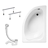 KOLMAN Badewanne STANDARD Eckbadewanne 130x85 Rechts ohne Verkleidung, Ablaufgarnitur und Füßen...