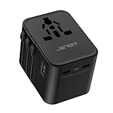 JSVER Reiseadapter Weltweit, Kompakte Internationaler Reisestecker Travel Adapter mit 2 USB C und 1...