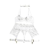 pistro Damen-Unterwäsche-Set, Braut-Dessous, durchsichtig, Dessous-Set für Hochzeitsnacht,...