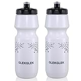 GLEKGLEK Sport Trinkflasche 750ml Leicht Radsport Bidons Rennrad MTB Radflasche 2er Pack (Weiß &...