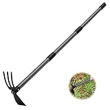 Doppel-Gartenhacke 110cm mit Dreizack, Stahl Zweiköpfige Hacke für Gartenpflege und Unkraut jäten...