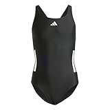 adidas Mädchen 3-Stripes C-Back Swimsuit Kids, Black/White, 13-14 Years