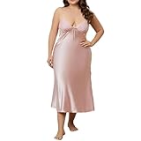 VIVACRAFT Pyjama Damen Damensatin-nachtnachtress Plus Size Long Spitze Nachthemd Voller Tasse,...