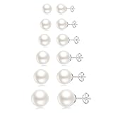 Senteria Perlenohrringe Stecker 6 Paar Sterling Silber Perlen Ohrstecker Set Hypoallergen Kleine...