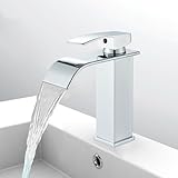 Wasserhahn Bad Wasserfall Waschtischarmatur Chrom,Hevenaov Einhandmischer Armatur Waschbecken,Heiß...