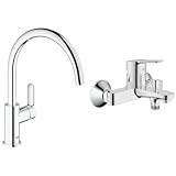 GROHE BauEdge - Einhand-Spültischbetterie & BauEdge - Badewannenarmatur (integriertes...