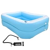 TOBBOMEY Aufblasbarer Pool Wasser Matratze Wasser Junge Mädchen und Blau weiß Strapazierfähiges...