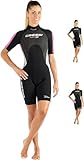 Cressi Damen Med X Lady Shorty Neoprenanzug, Schwarz/Rosa/Silber, M/3