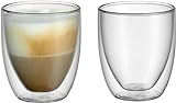 WMF Kult doppelwandige Cappuccino Gläser Set 2-teilig, 250ml, Schwebeeffekt, Thermogläser,...