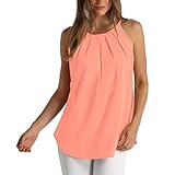 Trägertop Damen Locker: Bluse Damen Elegant Weiß Rüschen - Sommerblusen A-Linie Ärmellos Sexy...