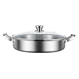 UGCER Spanische Paella-Pfanne mit Deckel, Meeresfrüchtetopf aus Edelstahl 316, induktionsgeeignet,...