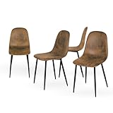 Homy Casa 4er Set Esszimmerstühle Scandinavian Vintage Künstlich Wildledersitz mit Stahlbeinen in...