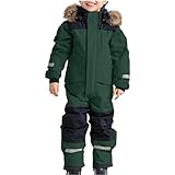 Generisch Kinder Skianzug, Skioverall Unisex Kinder Winddicht mit Kapuze Wasserdicht Schneeanzug...