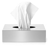 com-four® Kosmetiktücherbox aus Edelstahl - Taschentuchbox zur Wandmontage geeignet - Hochwertiger...