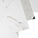 Mulgreat - PVC Bodenbelag - Selbstklebende Vinyl-Fliesen - Vinylboden - Betoneffekt - Marmor weiß -...