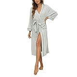 HEARTNICE Morgenmantel Damen 100% Baumwolle, Bademantel leicht Kimono Saunamantel Hausmantel lang...