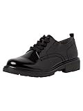 Jana Damen Schnürschuhe Oxford Vegan, Schwarz (Schwarz Lack), 39 EU