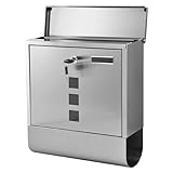 Wandmontierter Abschließbarer Briefkasten, Metall Postkasten mit Zeitungsrolle, Den für...