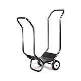 WOTZOV Beweglicher Brennholzanhänger mit Kaminholzhalterung, Metallrahmen, schwarzem...