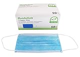 Medi-Inn+ Mundschutz Atemschutz Gesichtsmaske Einwegmaske mit Elastikbändern Typ II 3-lagig blau...
