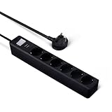 Amazon Basics Steckdosenleiste mit 6 Steckdosen, 600 Joule Überspannungsschutz, 0.6 m, Schwarz