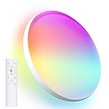 Oraymin Deckenlampe Dimmbar mit Fernbedienung, 18W RGB Farbwechsel LED Deckenleuchte, 3000K-6500K...
