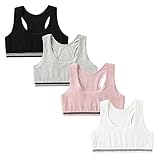 FedMois 4er Pack Mädchen Sport BH Bustier Baumwolle, Grau, Schwarz, weiß und Rosa, 8-10 Jahre...