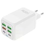 USB C Ladegerät, 6-Port Dual PD 2-Typ C und QC 3.0 4-USB-A Schnellladeanschluss...
