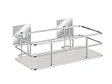 WENKO Turbo-Loc® Edelstahl Wandablage Quadro - Befestigen ohne Bohren, Edelstahl rostfrei, 24 x 10...
